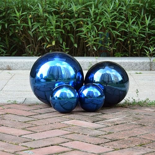 Miniatura 3 de Bola de observación de acero inoxidable azul de 8 pulgadas, globo de jardín de espejo, decoración para el hogar y el jardín