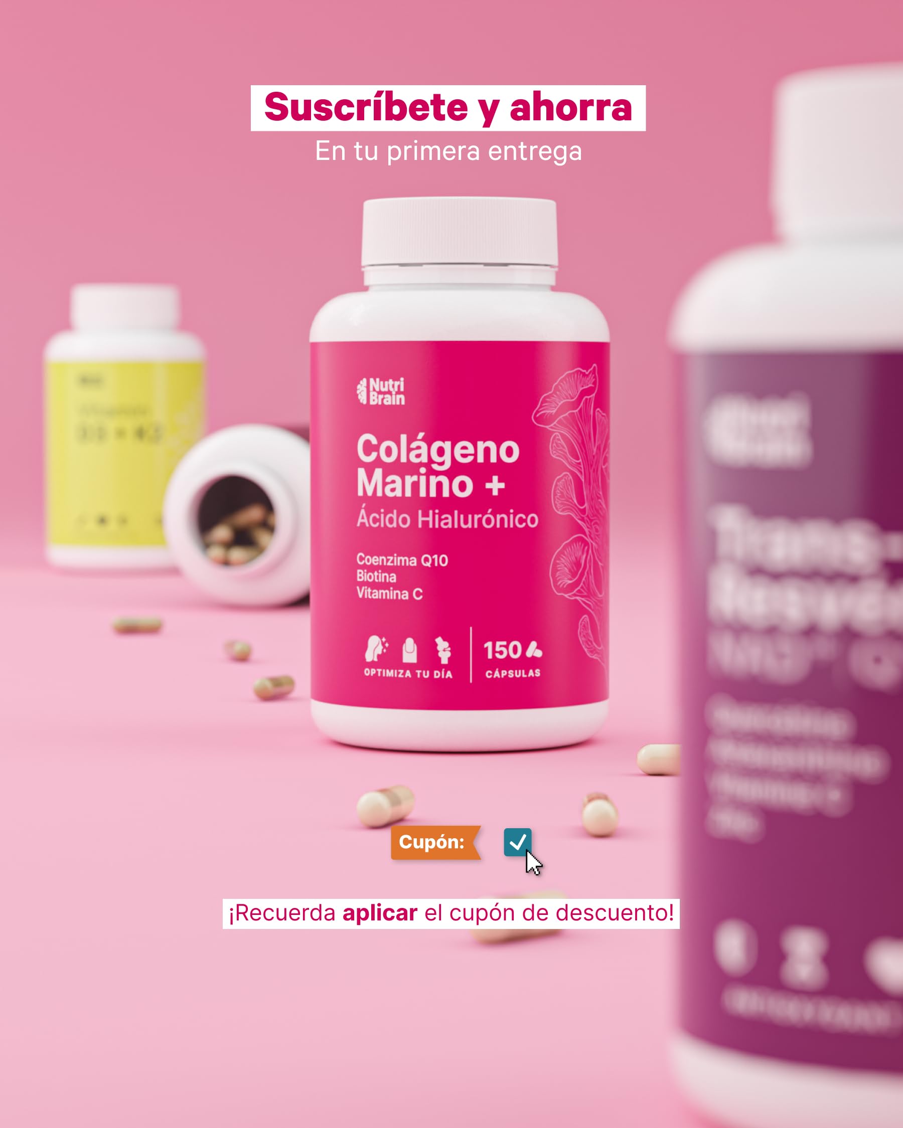 Colágeno Marino Hidrolizado Puro con Ácido Hialurónico, Vitamina C, Coenzima Q10 y Biotina - 150 Cápsulas, 5 Meses - Alta Biodisponibilidad - Péptidos Tipo I - Articulaciones, Piel, Pelo y Uñas