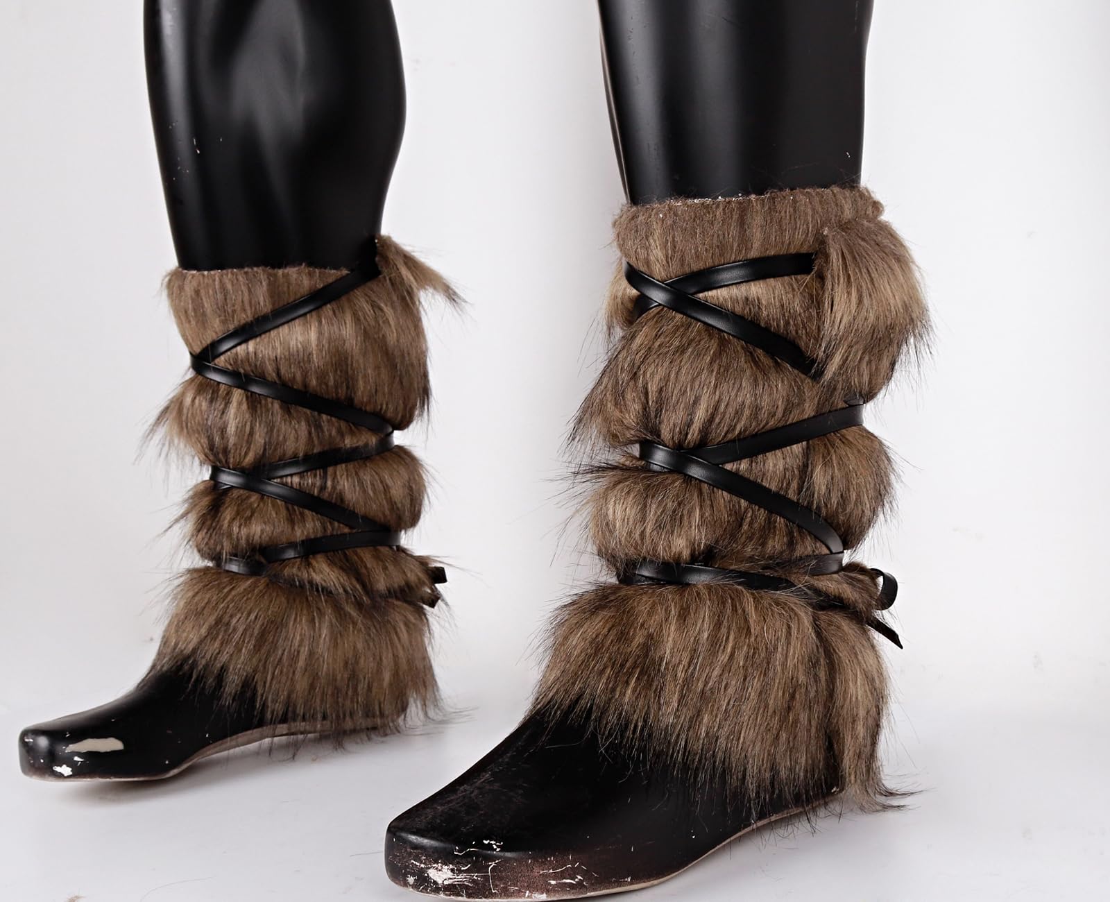 keland Guêtres Viking en Fausse Fourrure Jambiere Leg Warmers Accessoire Cosplay pour Femmes Hommes