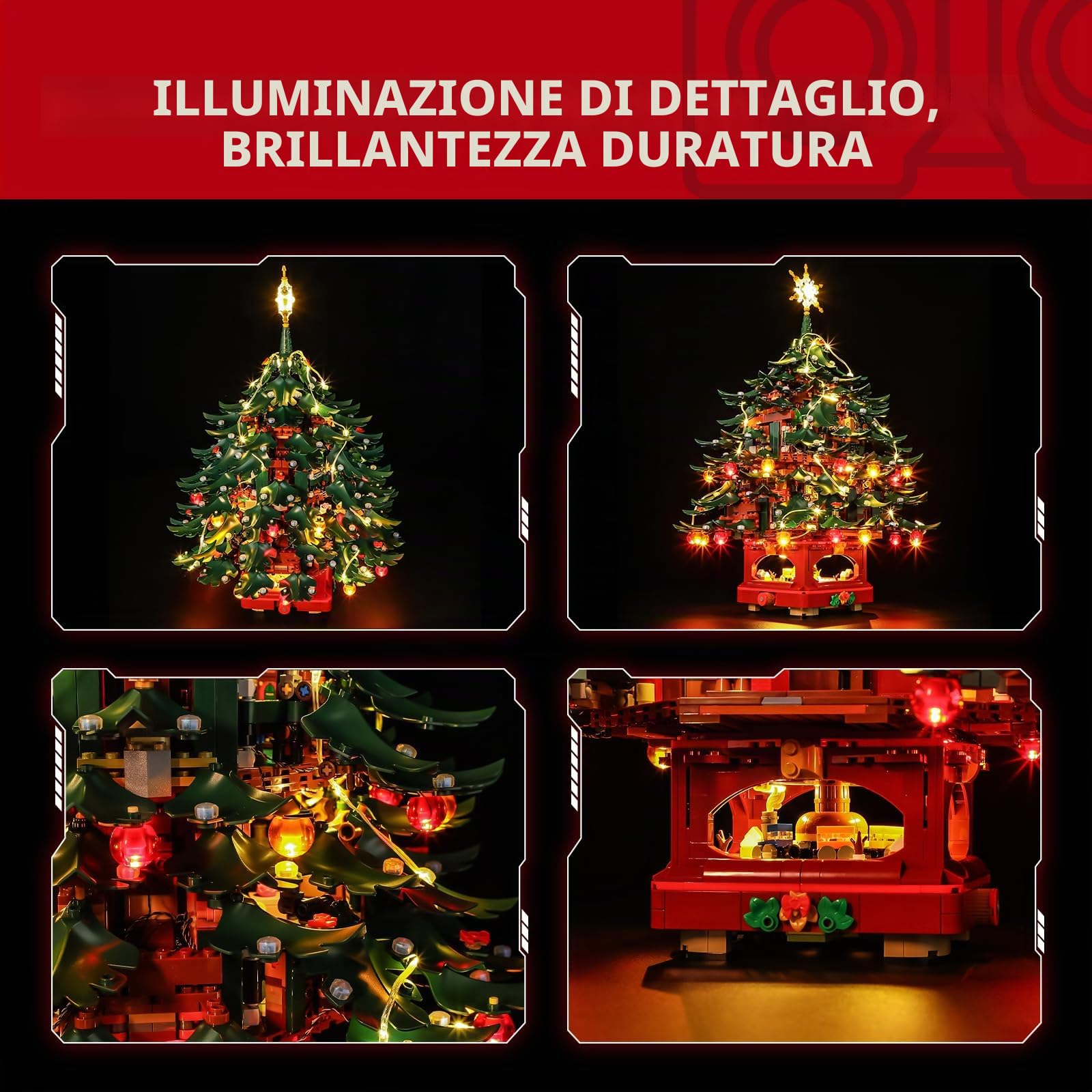 BRIKSMAX Illuminazione a LED per albero di Natale della famiglia LEGO Icons 41843, set di luci compatibili per mattoncini da costruzione, senza set Lego, luce decorativa di alta qualità, per