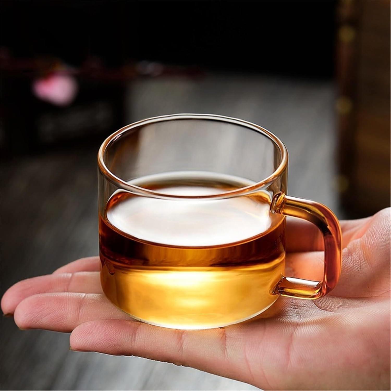 kitchen glasses Glass Mugs Set of 2, Clear Coffee Tea Tasting Cup with Handle, 5 oz/150 ml(Gris)