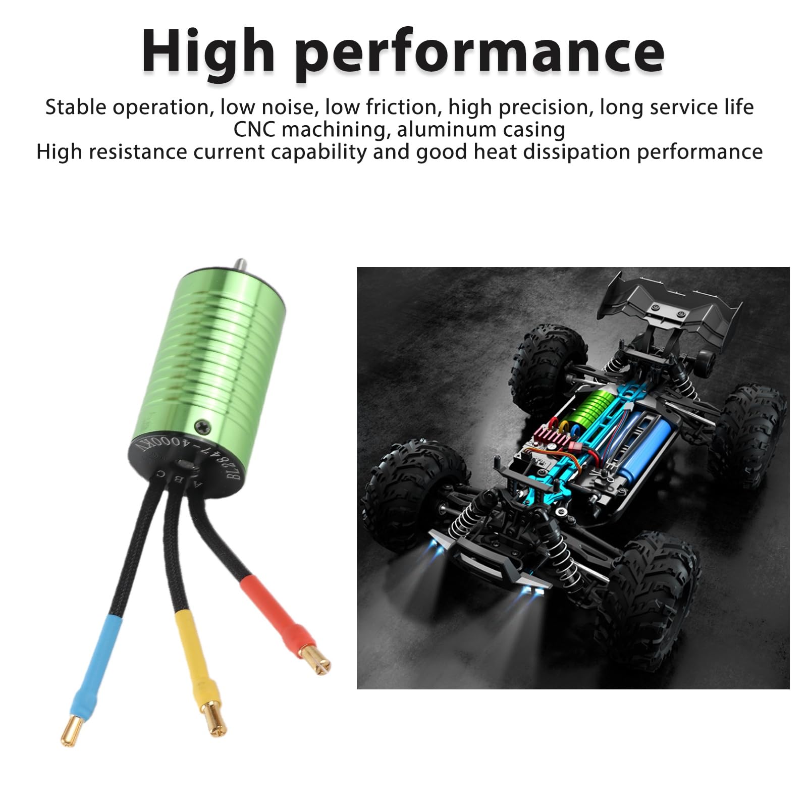Dilwe Motor sin Escobillas RC, Motor sin Escobillas para Coche RC Potencia de Salida Estable de par Fuerte Ajuste para SCY16101 16102 16103 16201 Pro 1/16 Car