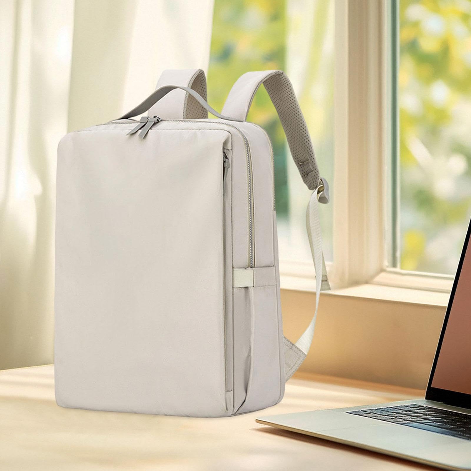 Zaino per Computer, Zaino da Viaggio, Borsa per Laptop da Lavoro per pendolari e viaggiatori Aerei, Bianco