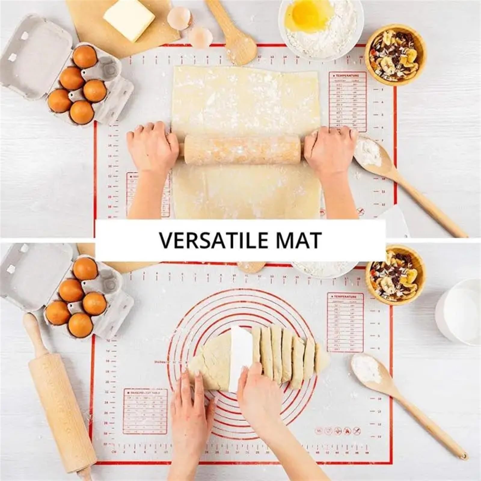 Antihafte Rutschfeste Backunterlage Silikon Back Matte Pad Backblech Pizza Teig Maker Gebäck Küche Gadgets Nicht-Stick Roll Teig Matte Kochen Werkzeuge backformen ( Color : Black , Size : 80x60cm )