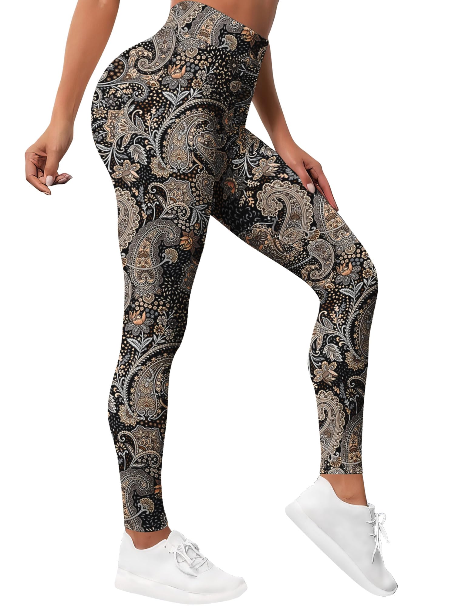 HIVICHI Printed Paisley Leggings for Women Crazy Pattern High Waisted Workout Yoga Pants, Medium, WLG-029786