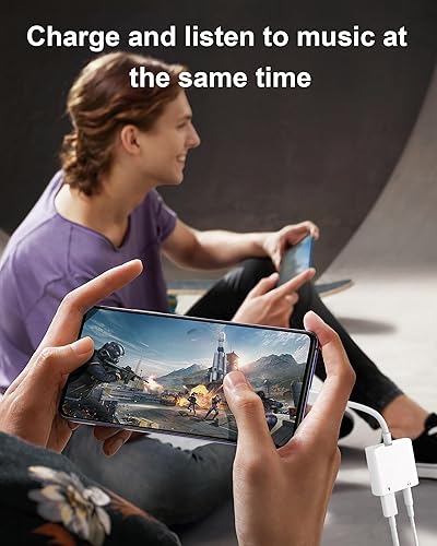 Miniatura 6 de Paquete de 2 adaptadores Lightning a conector de auriculares de 0.138 in, [certificado Apple MFi], adaptador de auriculares 2 en 1, adaptador