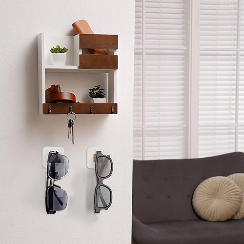 Miniatura 2 de TOOVREN Organizador de lentes de sol para pared, 2 unidades, soporte para colgar anteojos de madera de bambú, organizador de lentes de sol,