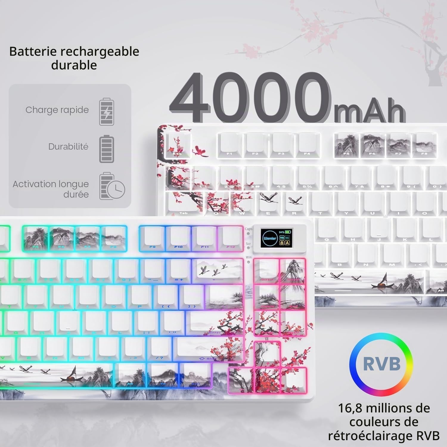 SK80 Pro Clavier mécanique 75%, QWERTY 3 Modes
