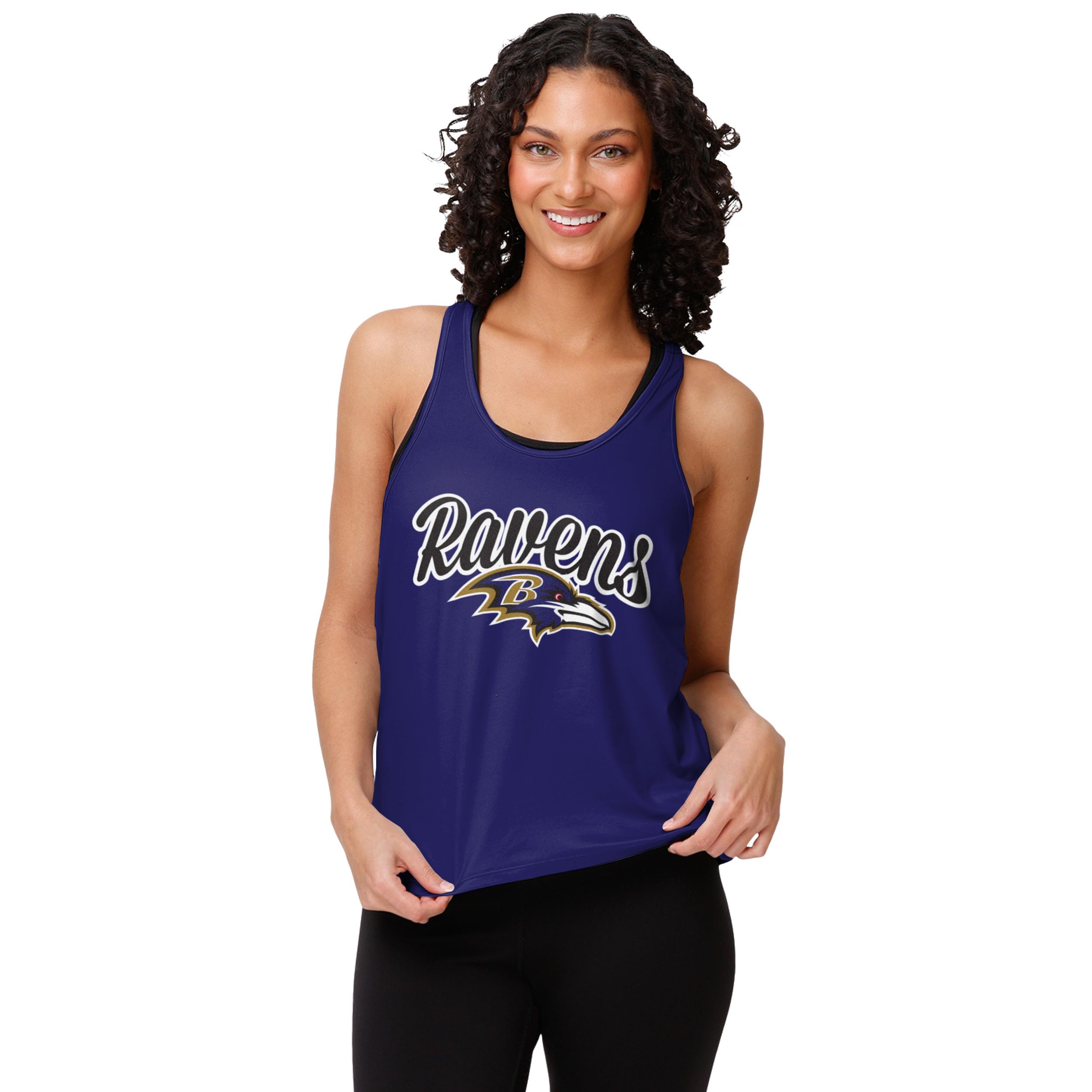 FOCO NFL Womens NFL Ladies Fashion Wordmark Team Stripe Sleeveless Tank Top Shirt