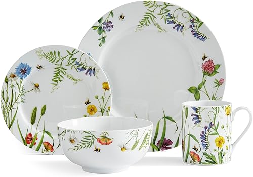 Miniatura 8 de Portmeirion Home Blue Indigo - Juego de vajilla de 16 piezas con diseño floral azul y blanco, servicio para 4, hecho de porcelana, apto para