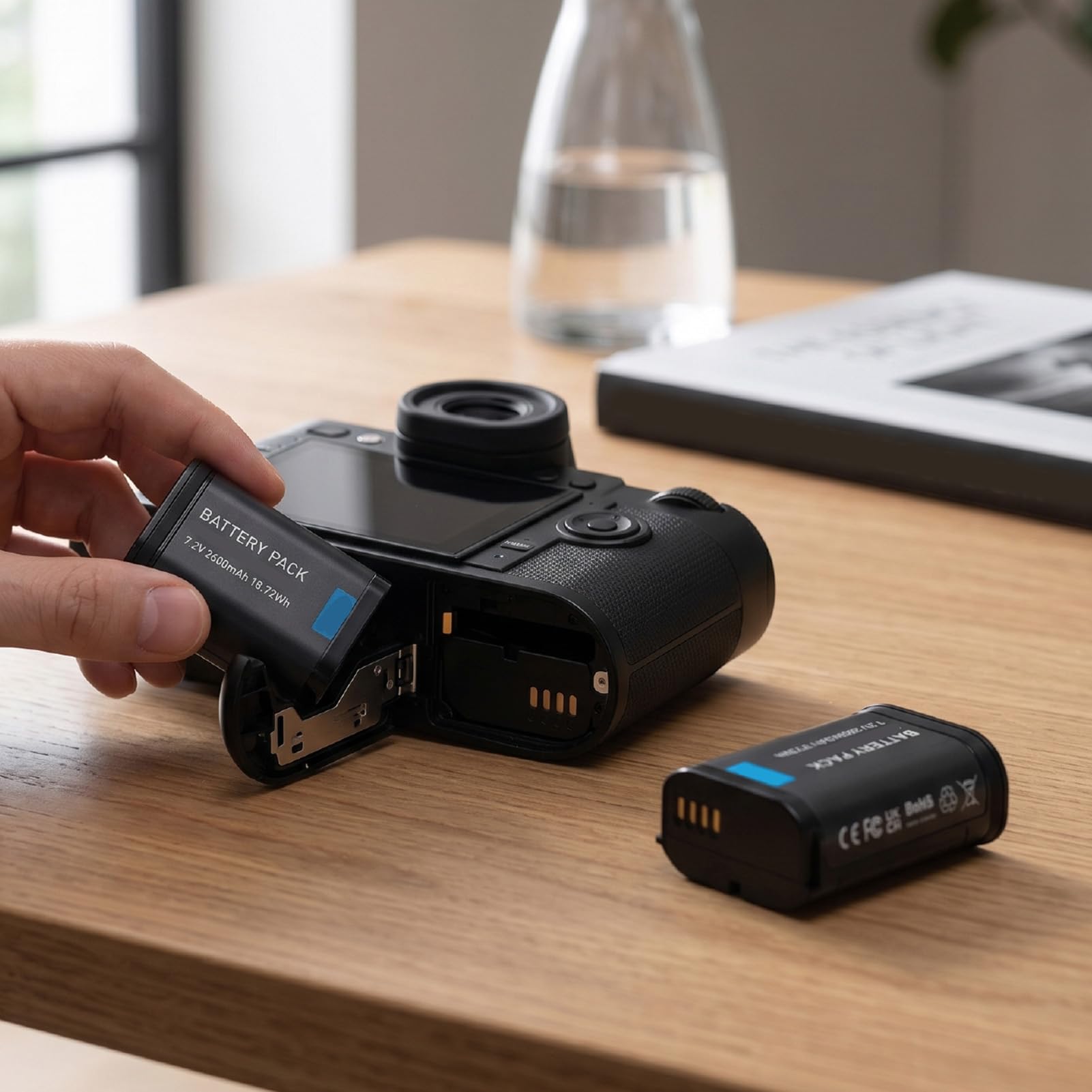 Zunate Cargador de Batería para Cámara, Paquete de 2 Baterías Recargables de 2600 MAh, Repuesto de Accesorios para Cámara de Energía de Reserva para Q2 Q3 Q3 43 SL2 SL2 S SL3 SL3 S