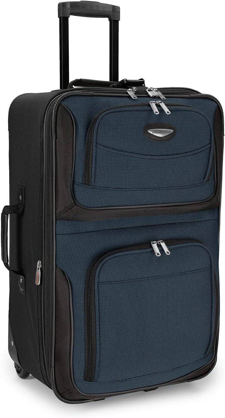 Travel Select Amsterdam Expandable Rolling Upright Luggage, Navy, Checked-Medium 25-Inch Checked-Medium 25-Inch Navy