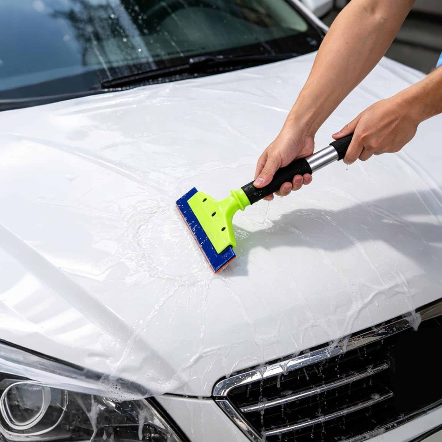 EHDIS Long Handle 8-Inch Rubber Squeegee Aluminum Tube Handle Window Tint Squeegee Auto Water Blade, Shower Squeegee for Car Windshield, Glass, Tiles, and Smooth Surfaces