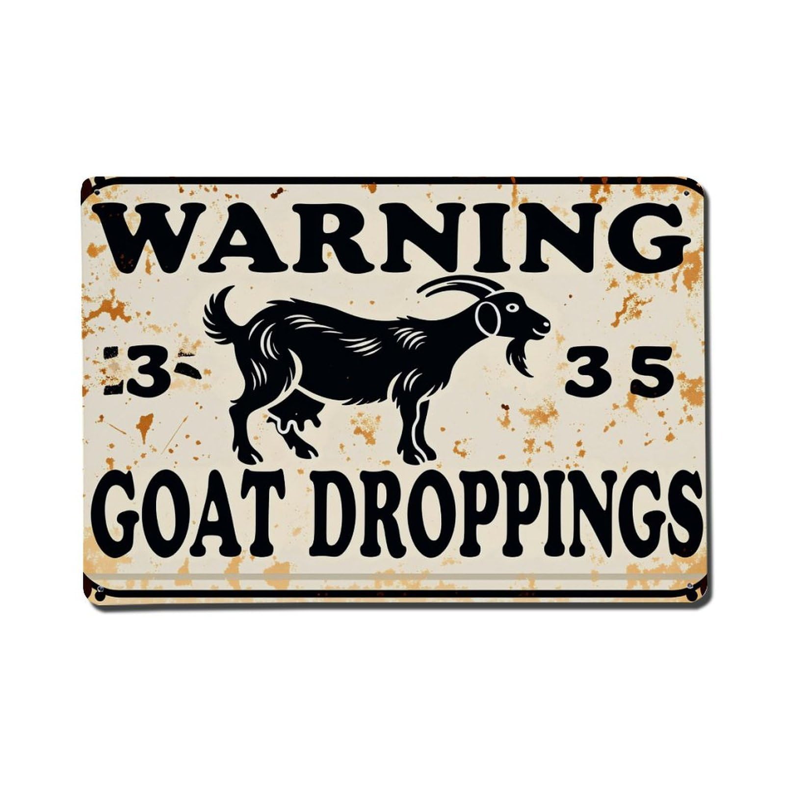Warning Goat Droppings Sign Pattern Vintage Tin Sign Retro Metal Wall Decor Metal Poster, Home Bar Garage Farmhouse Cafe Wall Art Decoration 8x12Inches