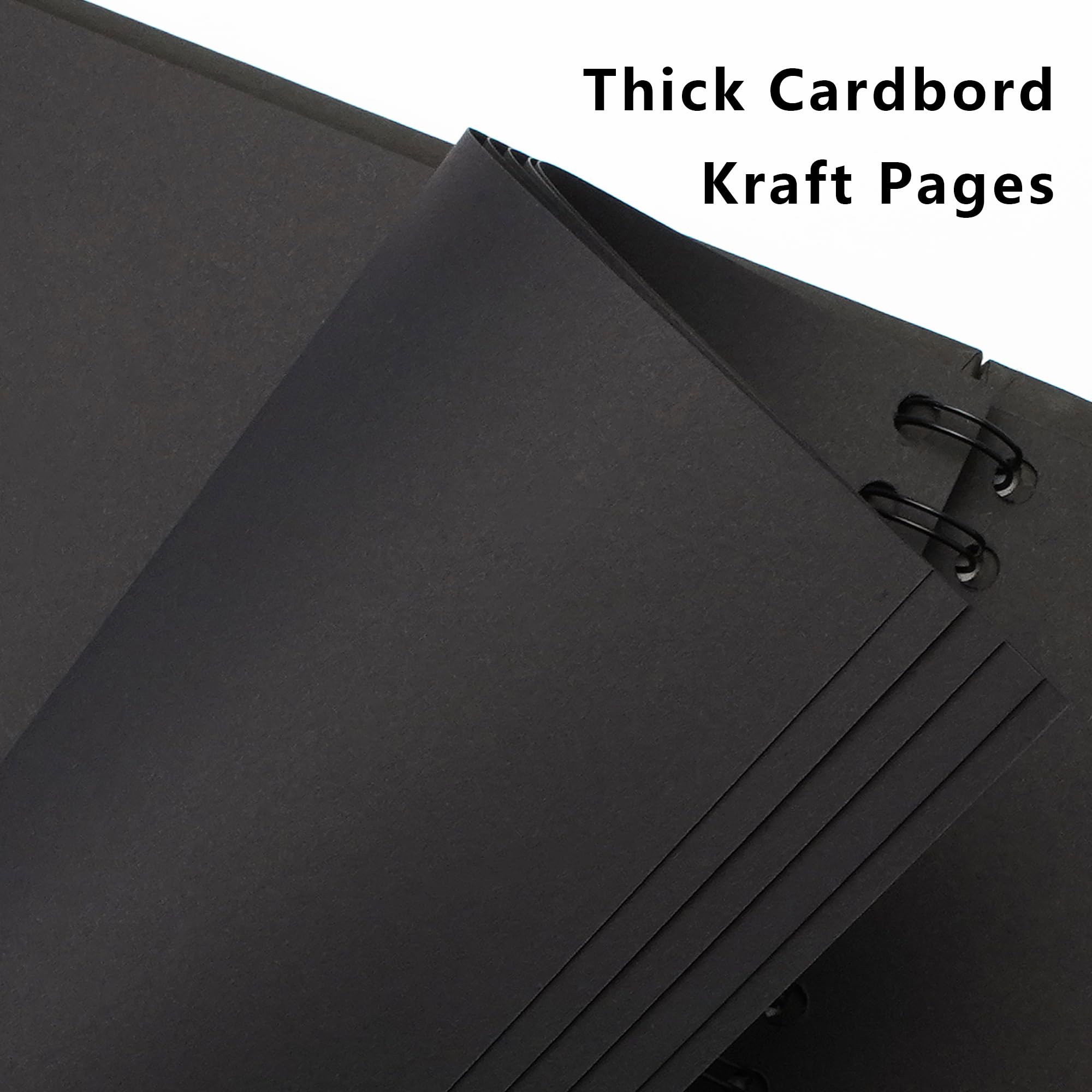 Hiwhy Scrapbook 10x10 Inch DIY Scrapbook Album Hardcover Kraft Paper Scrap Book Photo Albums 20 Sheets Memory Book for Family Wedding Black - Image 4