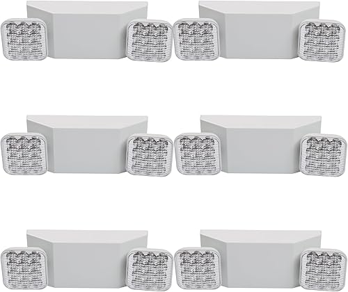 AKT LIGHTING Commercial Emergency Light, UL Certified, White Emergency Light Fixture with 2 LED Square Heads Adjustable & Backup Batteries Exit