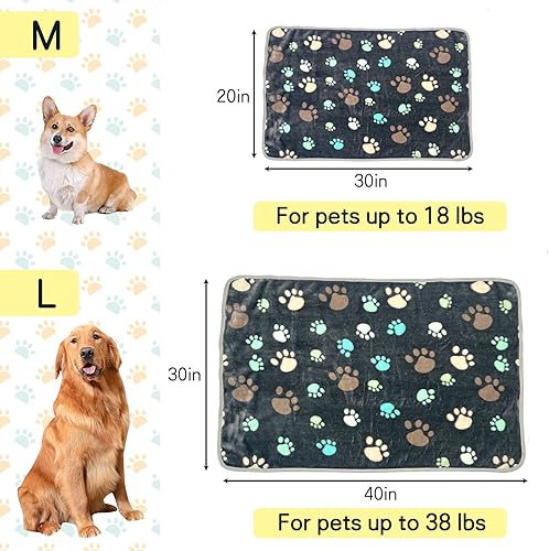 Miniatura 3 de Apatal Paquete de 3 mantas para perro, suave y esponjosa de franela de vellón de alta calidad, manta para mascotas, bonita manta mullida para dormir