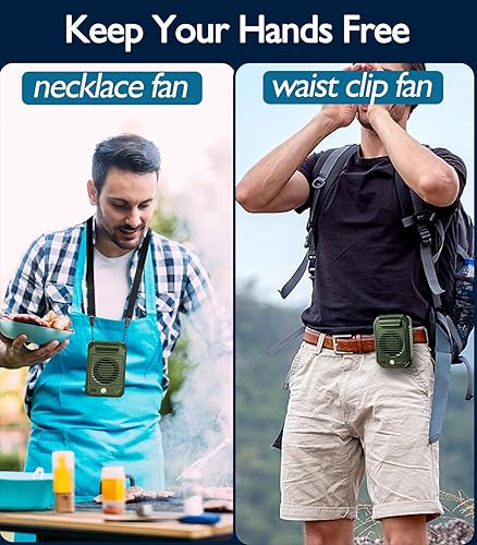 Miniatura 2 de Ventilador portátil con clip de cintura, ventilador personal recargable de cuello de 10000 mAh, ventilador de batería de 6500 rpm, potente