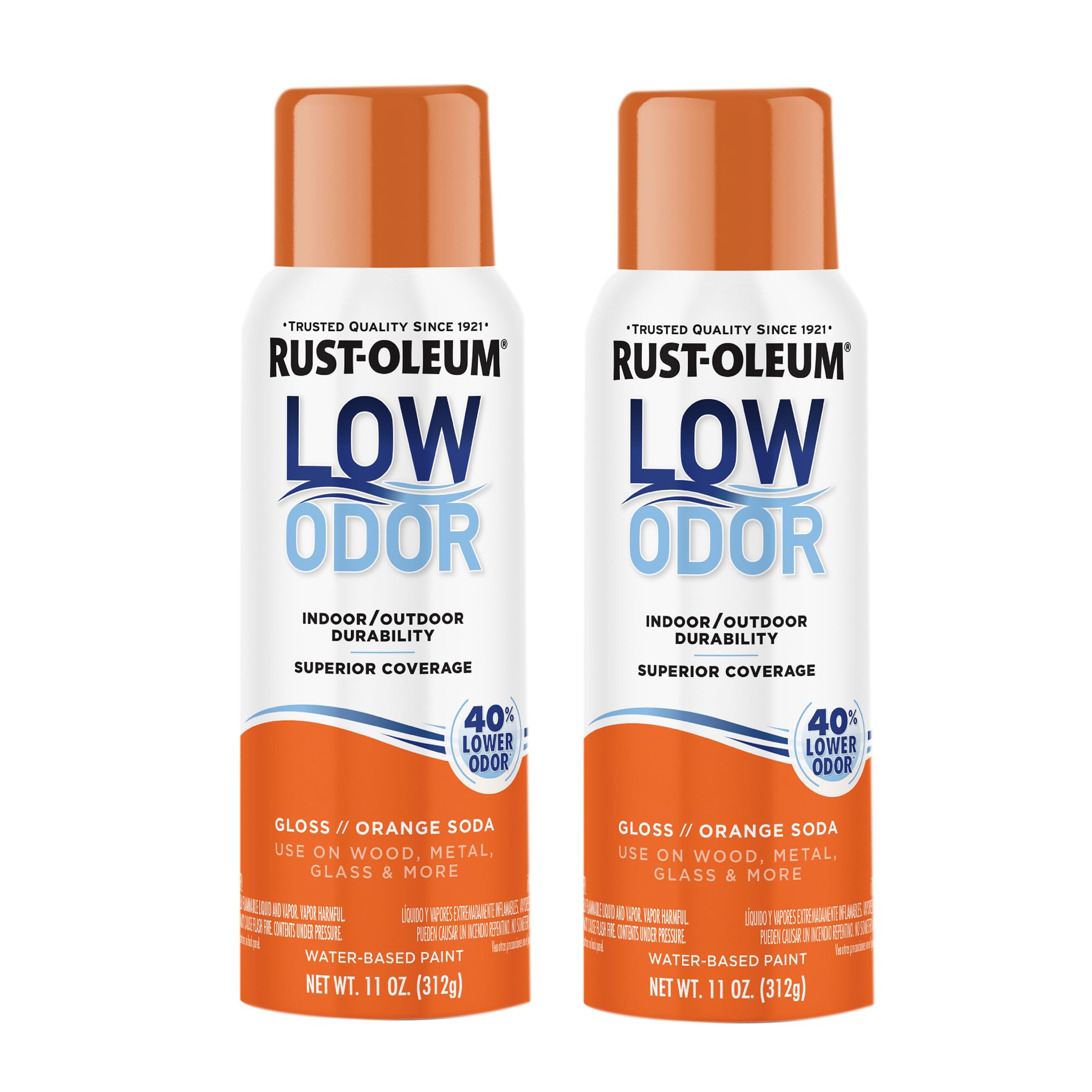 Rust-Oleum Low Odor Premium Spray Paint, Gloss Orange Soda