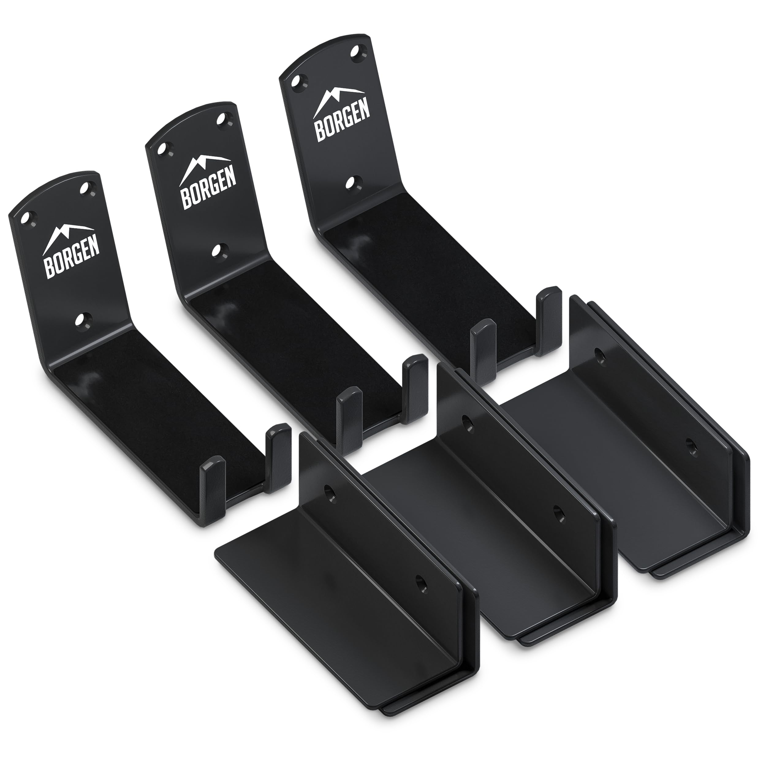 Borgen Black Bike Wall Mount - Bike Wall Rack Pedal For E-Bike, Mtb Or Road Bike With Support Bracket And Wall Protection Pads