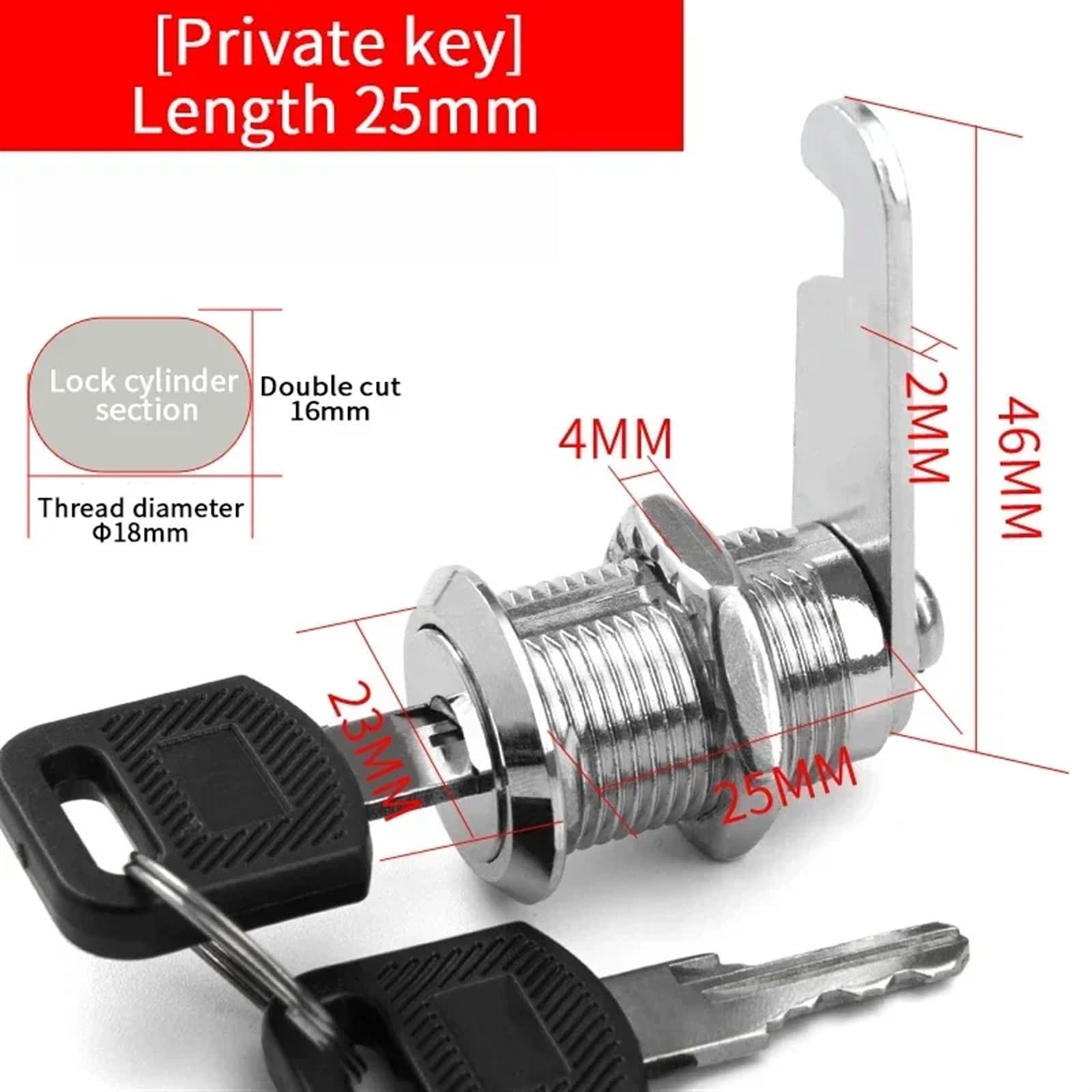 5/20sets Metal Rotary Key Switch Push Button Lock Switch Latching Cylinder Cabinet Security Locker 1Pcs(Different Key 25mm,5 Sets)