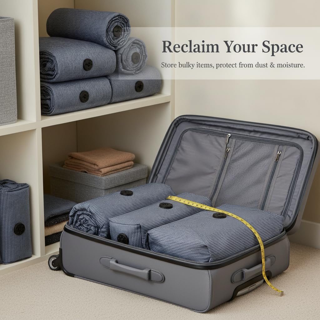 Bolsas Compresión Viaje Ropa 30D, 70x50x30cm, 50x80cm, 40x50cm | Sellado tira hermética, Bolsas doras viaje, Optimización armarios, Para usuarios domésticos