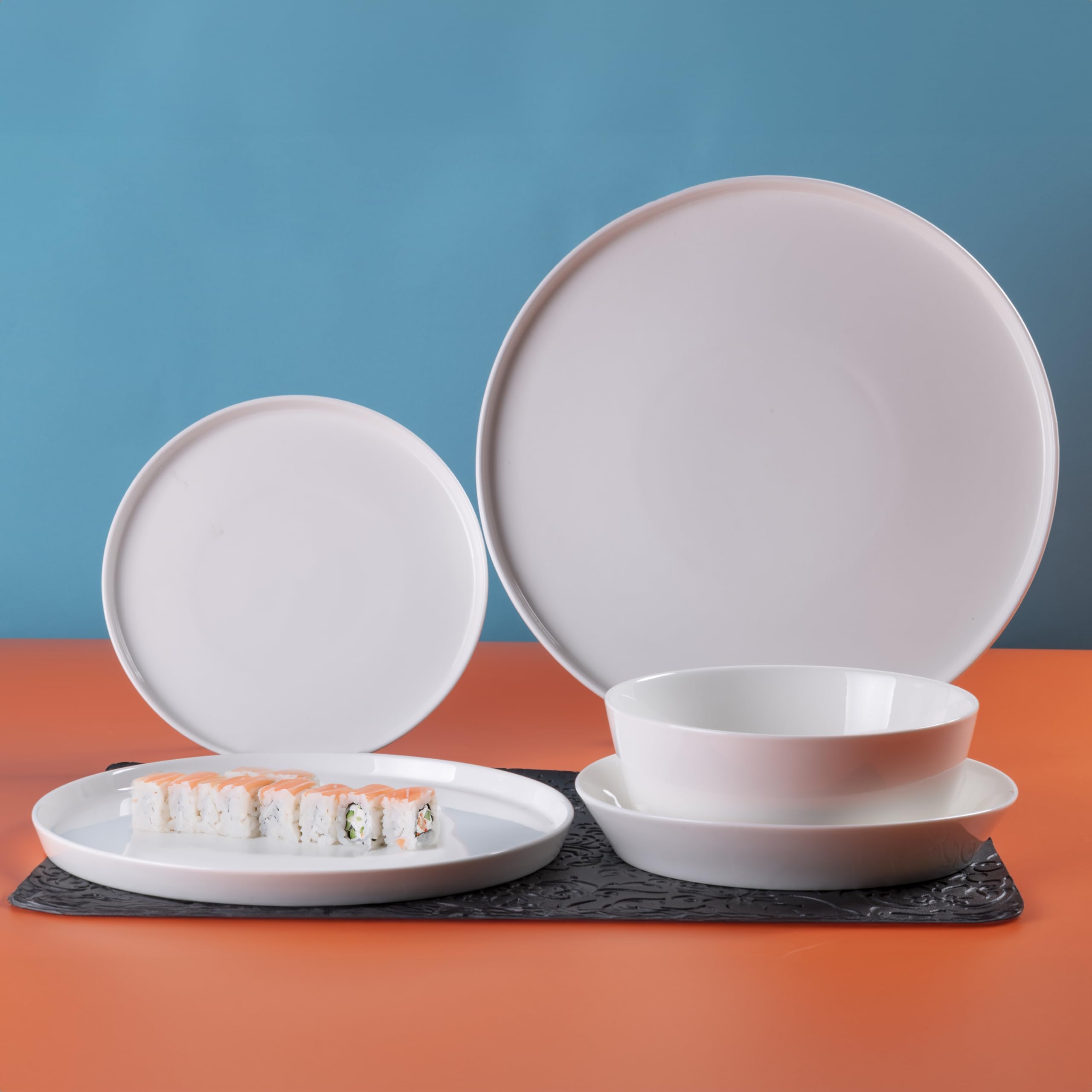Villa d'Este Home Tivoli Set 6 piatti piani Delice, bianco, new bone China