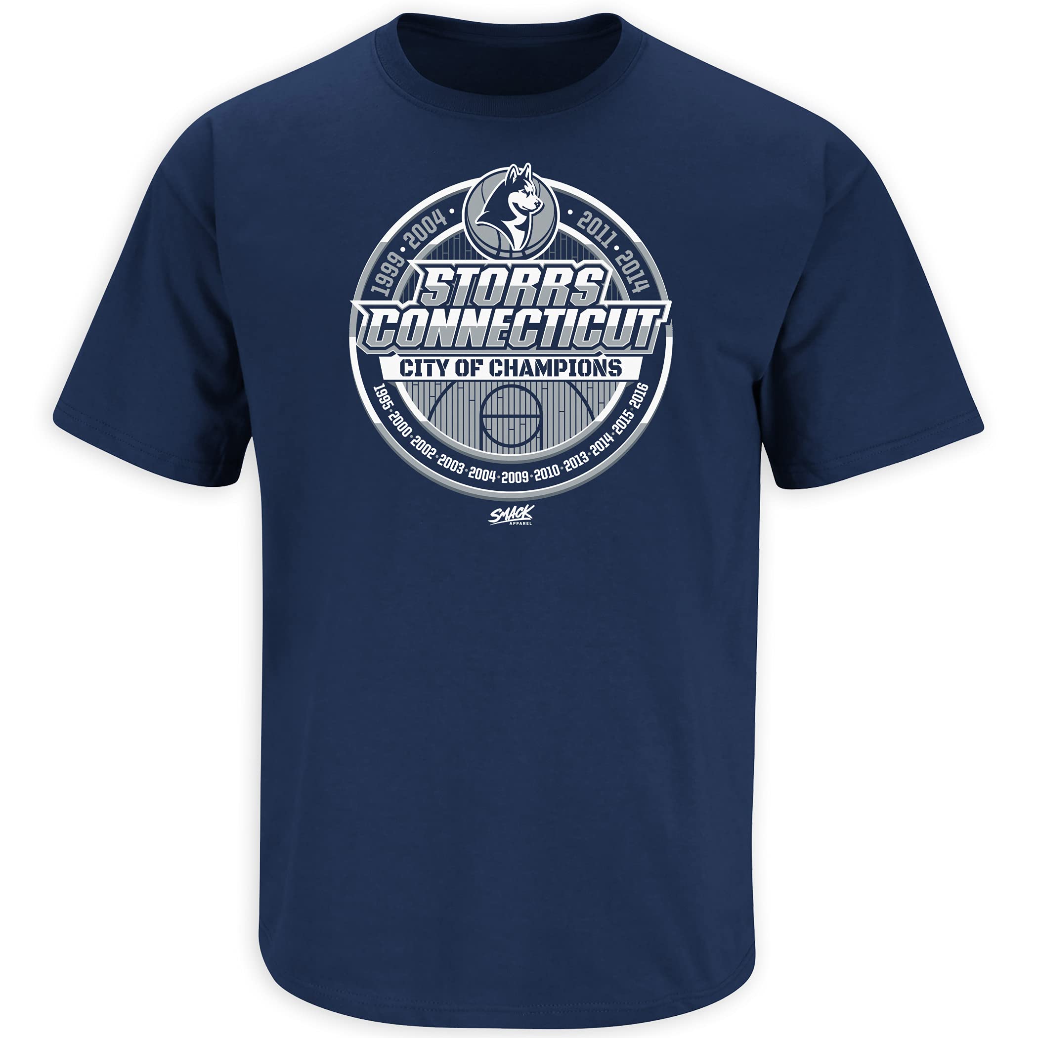 Smack ApparelConnecticut Fans. City of Champions Navy T-Shirt (Sm-5X)