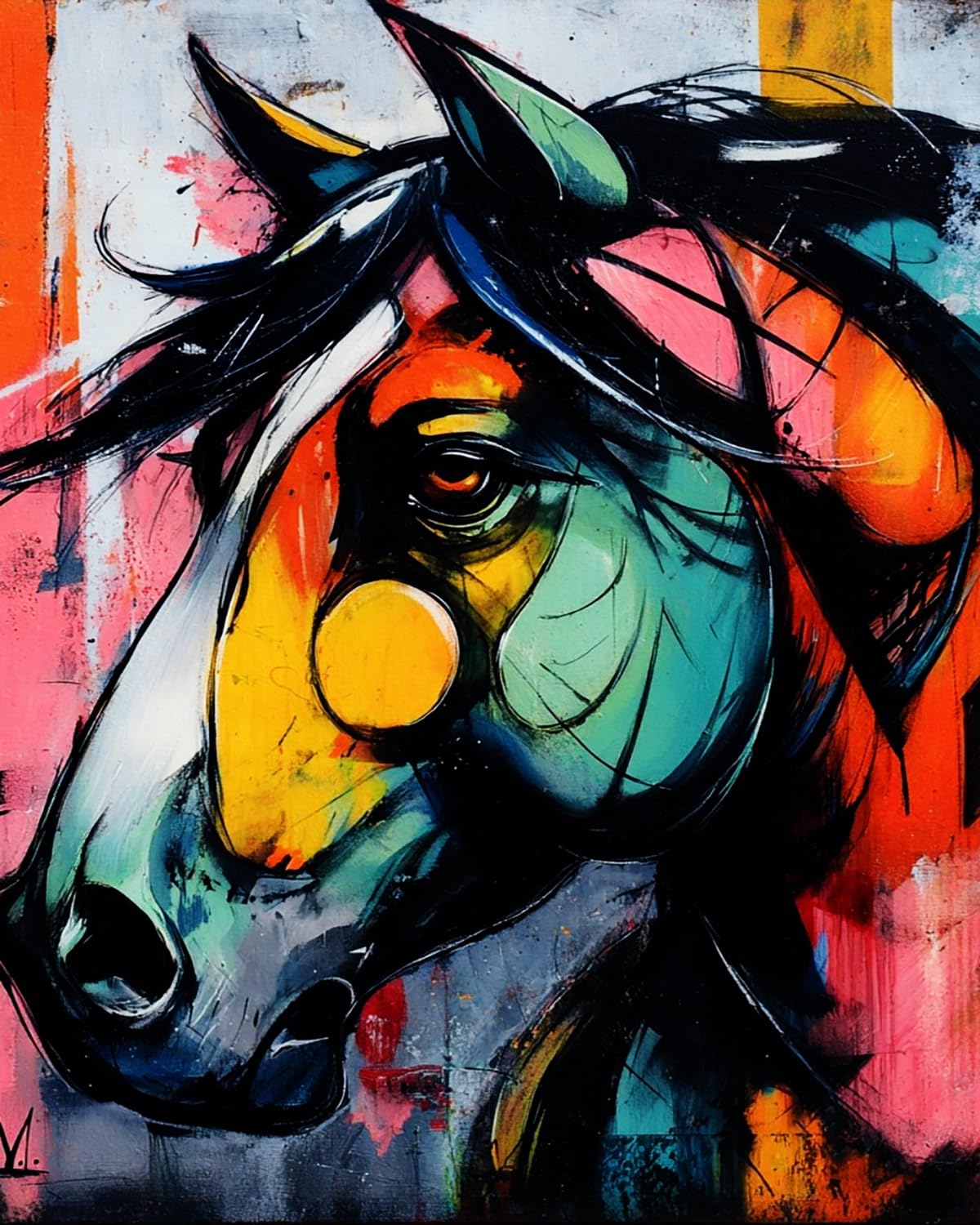 LIUBAISHI Paint by Numbers for Adults, Colourful Horse Head, 16x20 Inch Acrylic Canvas Painting Kit