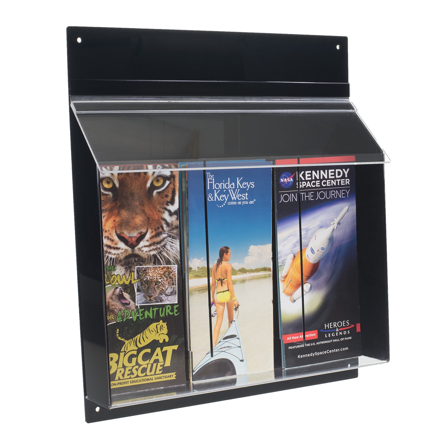 Source One Soporte para folletos trípticos, uso en exteriores, color negro, acrílico, varios tamaños disponibles