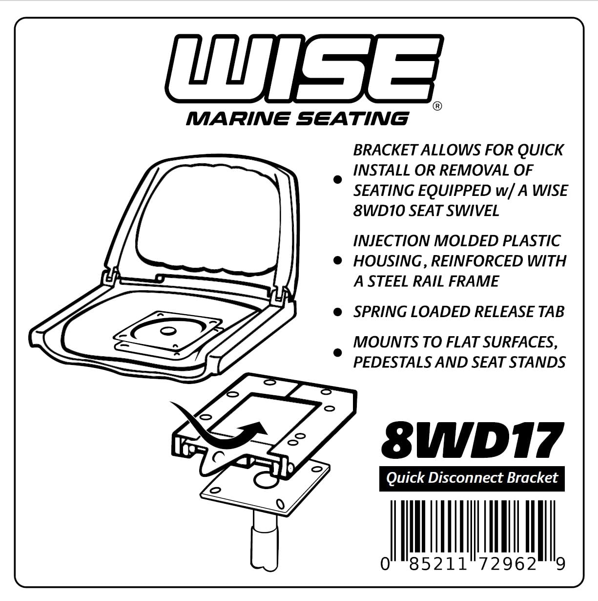 Wise 8WD17 Support de siège à déconnexion rapide pour siège pivotant standard de 16,5 cm