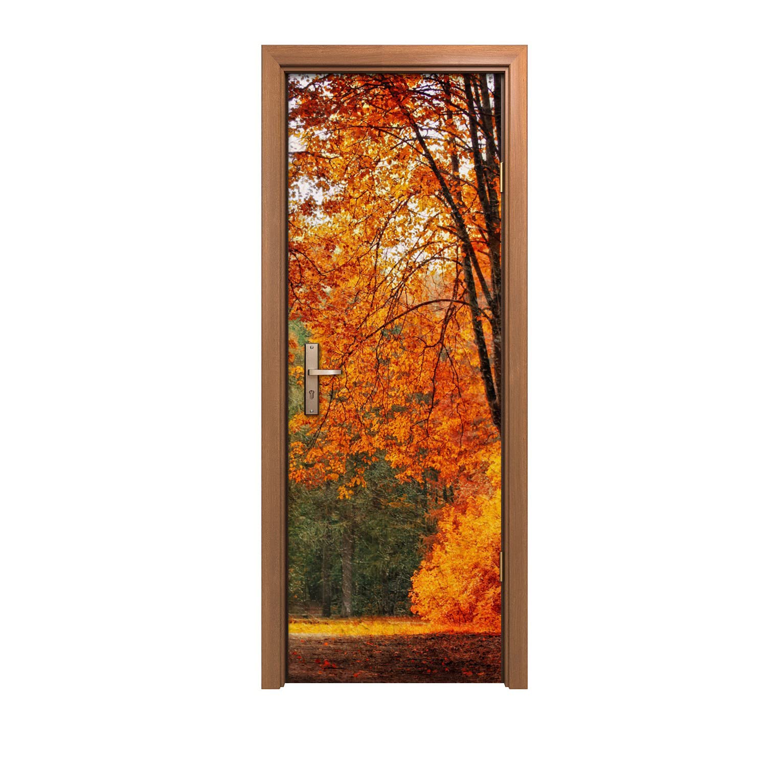 Autocollant de porte décoration design intérieur forêt d'automne sauvage 70x200cm