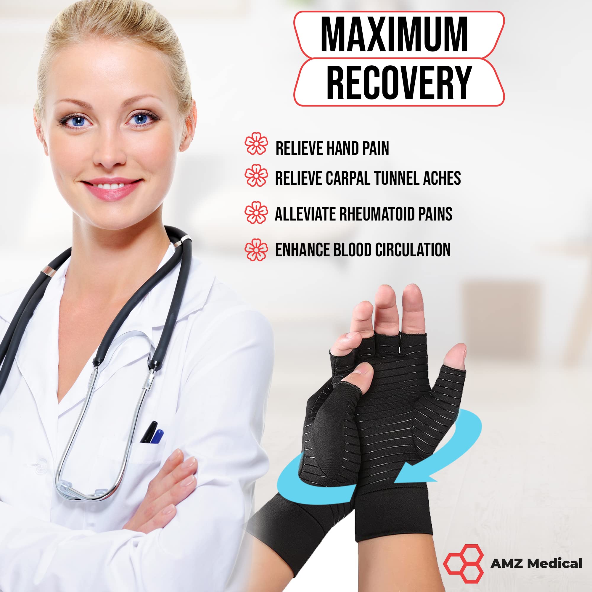GANTS DE COMPRESSION En Cuivre Arthrite Poignet Accolade Soutien Douleur Articulaire EUR 5,59