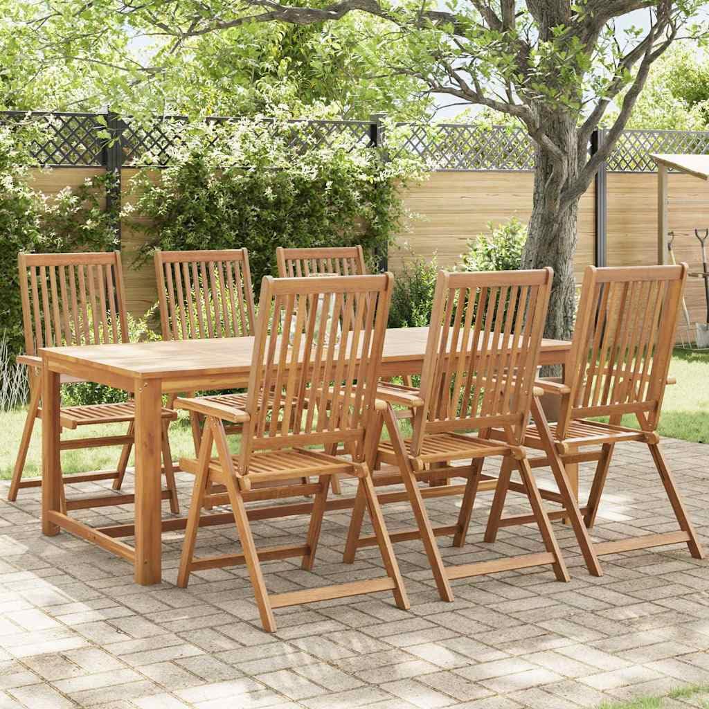 Składane krzesła ogrodowe, 6 szt., lite drewno akacjowe, 5-stopniowa regulacja, olejowana, do ogrodu, na balkon, taras, 57 x 69 x 111 cm, trwały zestaw mebli outdoorowych