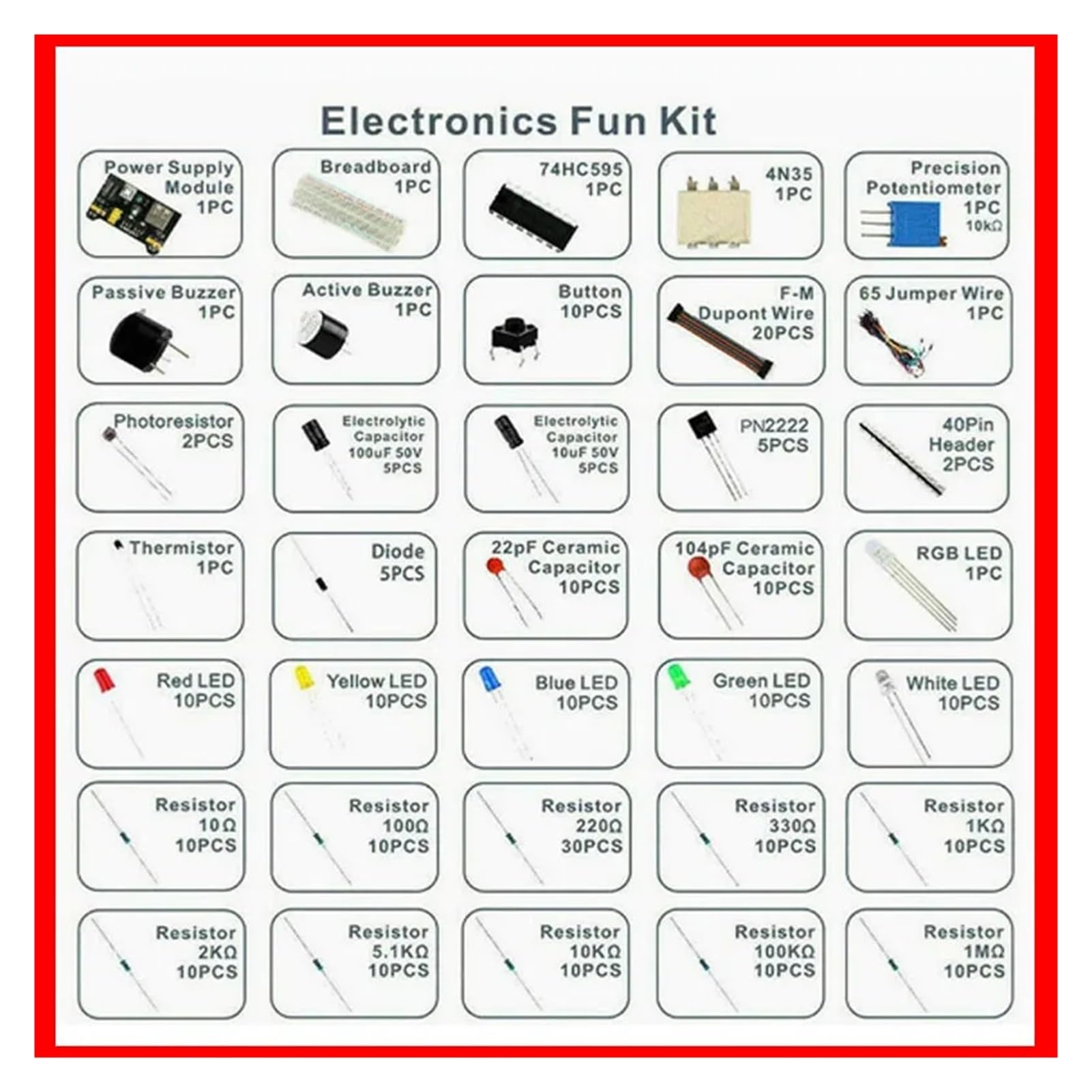 Starter kit breadboard da 830 punti, resistori/LED/condensatori for UNO