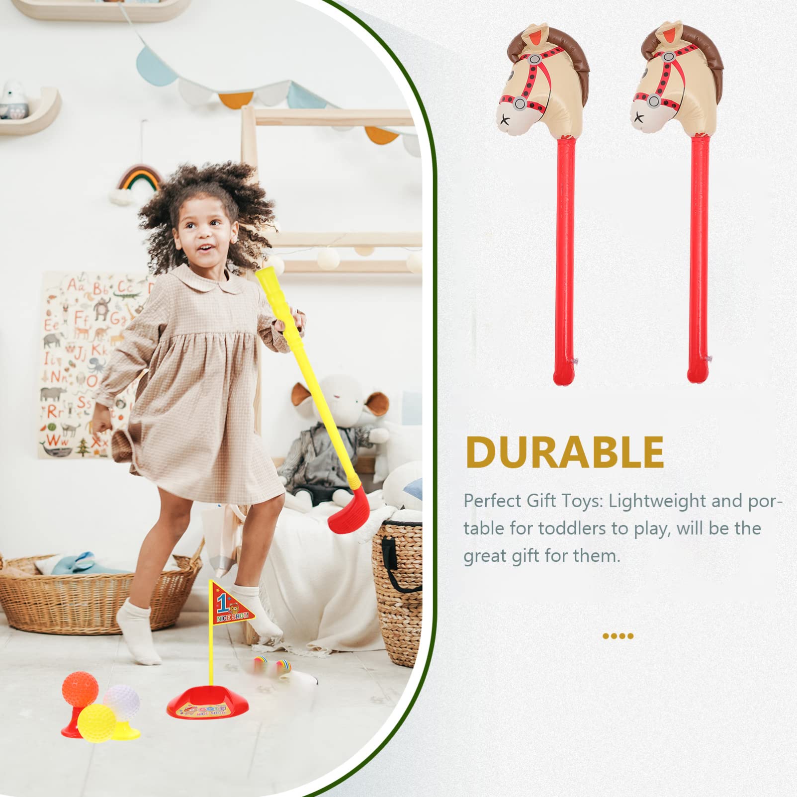 Baby Toys Toddler Golf Toy Set: Plastic Golf Clubs Colorful Kids Clubs Mini Toddler Gift Summer Beach Outdoor Caddy for 3 4 5 6 7 8 9Years Old Boys Girls Outdoor Indoor Sports for Garden Beach Party - Image 2