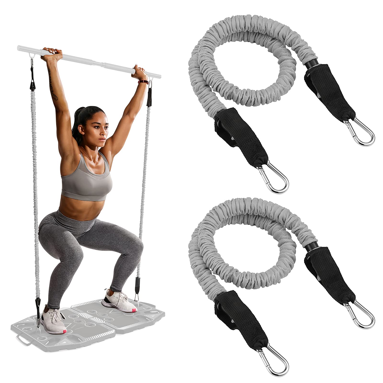 Gonex Resistance Bands for Portable Home Gym System, Workout Equipment Accessories Upgraded Non Slip Exercise Bands for Total Body Workouts Fits for Most Portable Home Gym System
