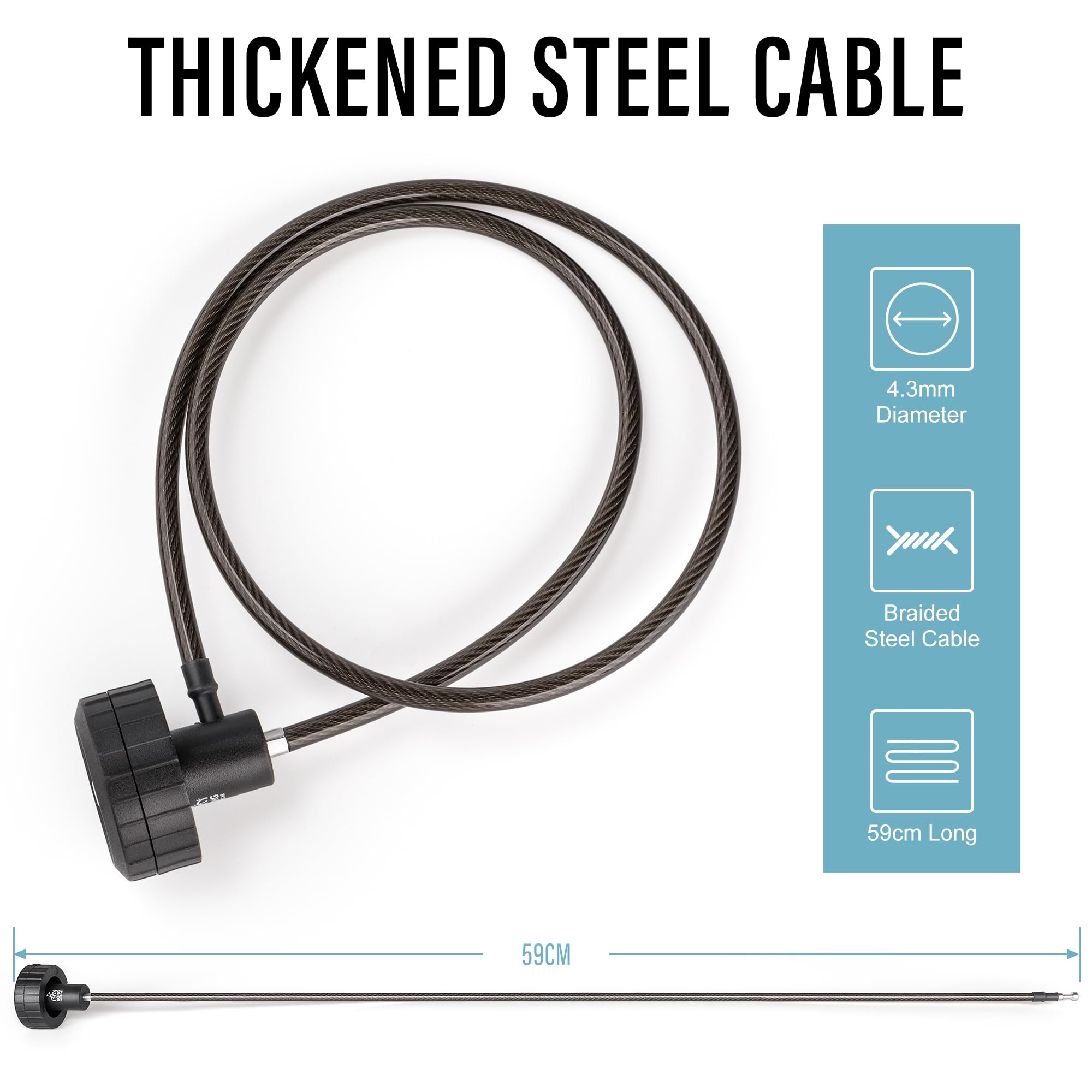 Candado de cable para bicicleta, bloqueo de extremo de manillar para barras de bicicleta de montaña, bloqueo de cadena de cable de bicicleta, candado antirrobo