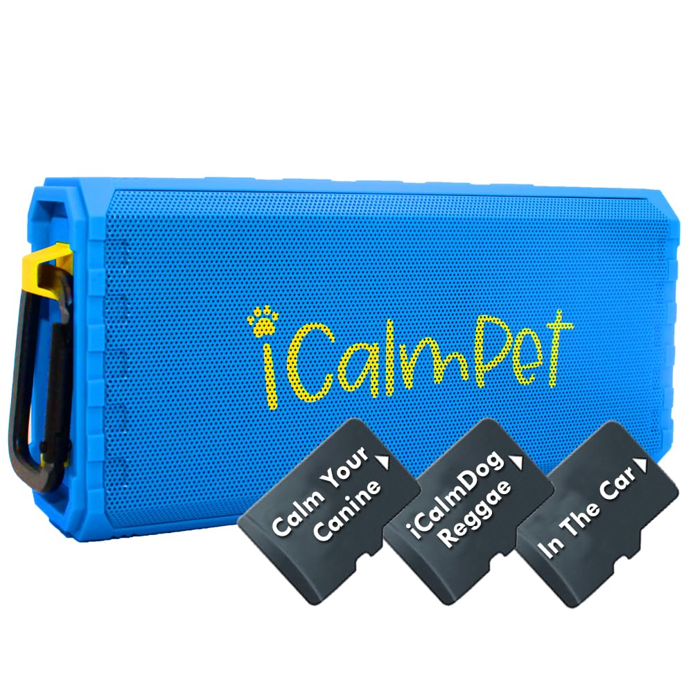 Dog Lovers Deluxe | iCalmPet Ruff 'n Ready Portable Speaker with 5-hrs of Canine Calming Music | 3 MicroSDs