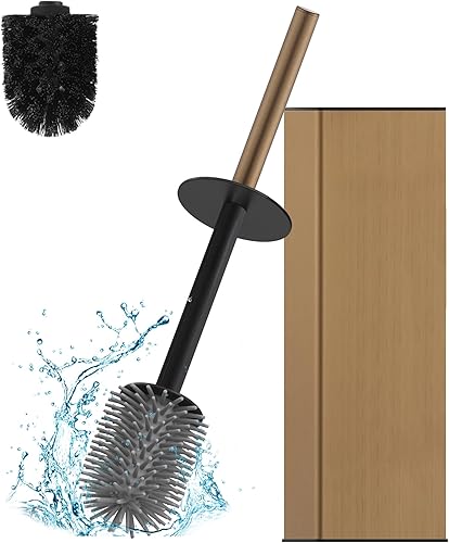 Miniatura 13 de BGL Escobilla de Inodoro de Pie y Soporte de Aluminio Dorado Cepillado Cepillo Limpiador de Taza de Inodoro y Soporte para Almacenamiento y Oro