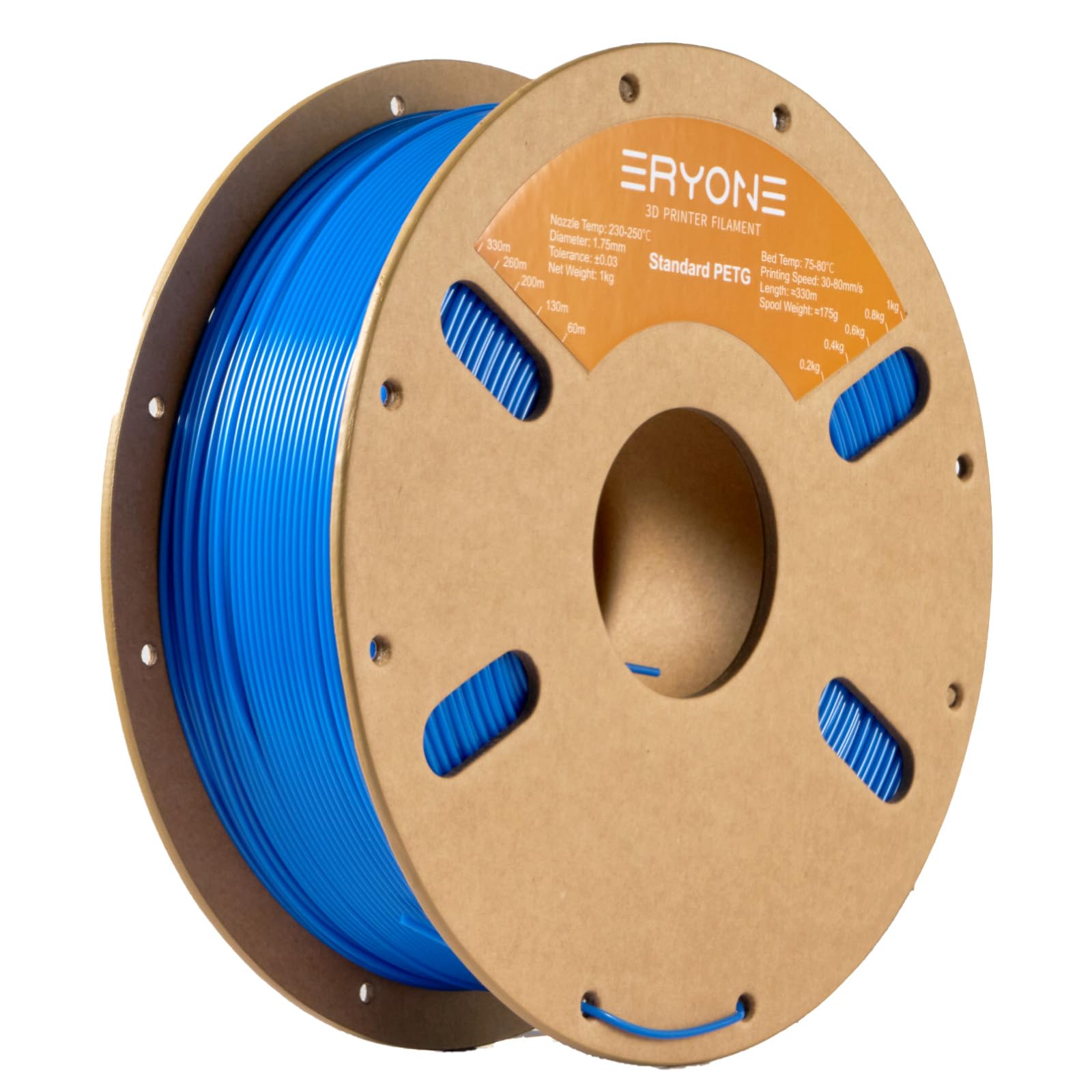 ERYONE PETG Filament for 3D Printer, 1.75mm +/-0.03mm, 1kg(2.2LBS)/Spool, Blue