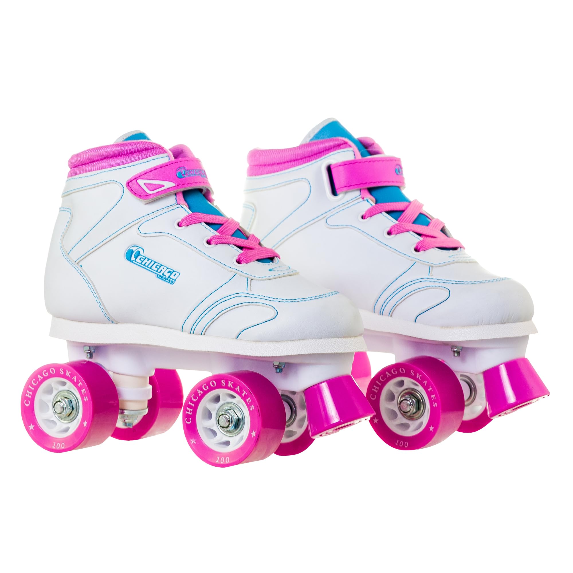 Chicago Skates Sidewalk Roller Skates – Durable, Top Performance Indoor/Outdoor Use Skate Shoes for Girls & Boys, High-Top Boot Safety Youth Quad Skates, 60mm PU Wheels, Adjustable Chassis & Trucks