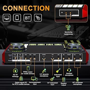 G9 Podcast Equipment Bundle Tiktok Video Content Creator Kit, Audio Interface DJ Mixer Sound Card/Board Condenser Microphone for Studio Smartphone/PC/Laptop Broadcast Recording/Live Streaming
