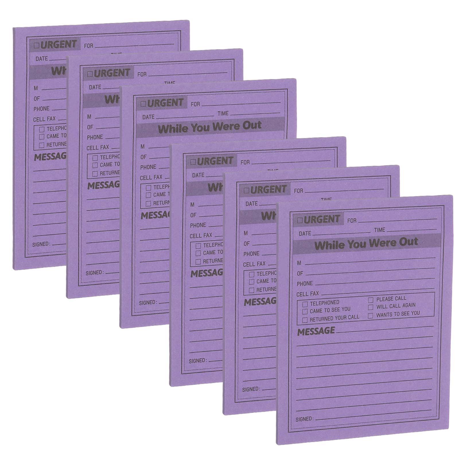 PATIKIL 6 Pack While You were Out Message Pad, 4.25 x 5.5 Sticky Notes Notepads 50 Sheets Per Pad Memo Phone Message Pads for Office, Purple