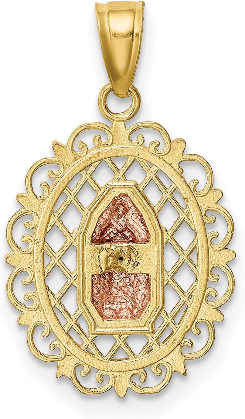 10k Two Tone Gold Our Lady of Guadalupe Pendant for Women - Catholic Religious Jewelry with Virgin Mary Image, Marian Devotion Charm, Christian Symbolic Necklace for Faith and Daily Wear - Image 3