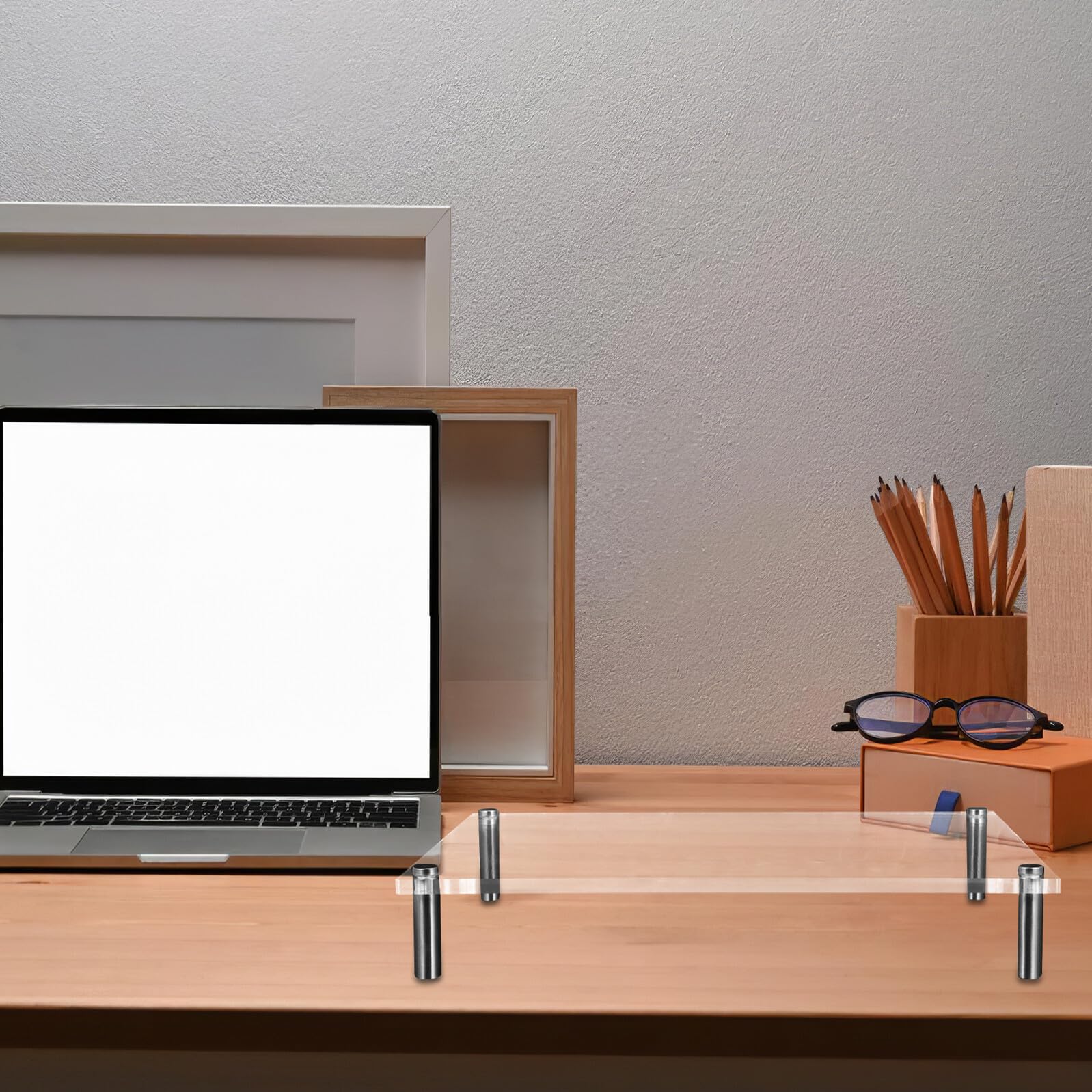 Supporto per Monitor in Acrilico Trasparente da Tavolo | Scaffale per Monitor, Gambe Smontabili, Uso Casa e Ufficio, per Schermo Piatto e Stampante
