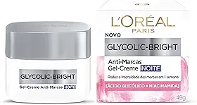 L'Oréal Paris Glycolic-Bright, Creme Anti-Marcas Noite com Ácido Glicólico e Vitamina E para Redução Visível de Marcas e Uniformização, Pele Radiante ao Acordar 49g