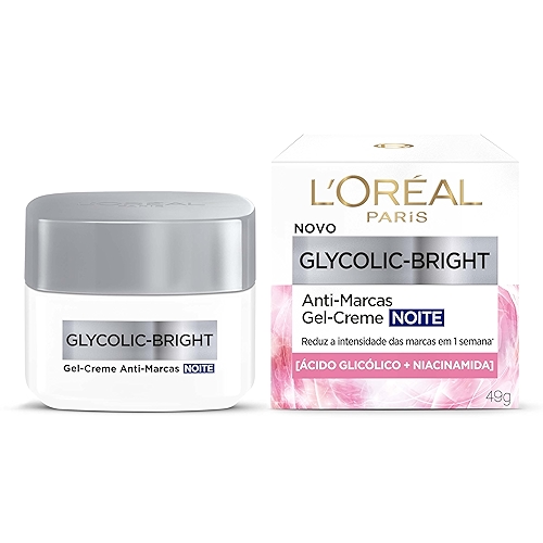 L'Oréal Paris Glycolic-Bright, Creme Anti-Marcas Noite com Ácido Glicólico e Vitamina E pa...