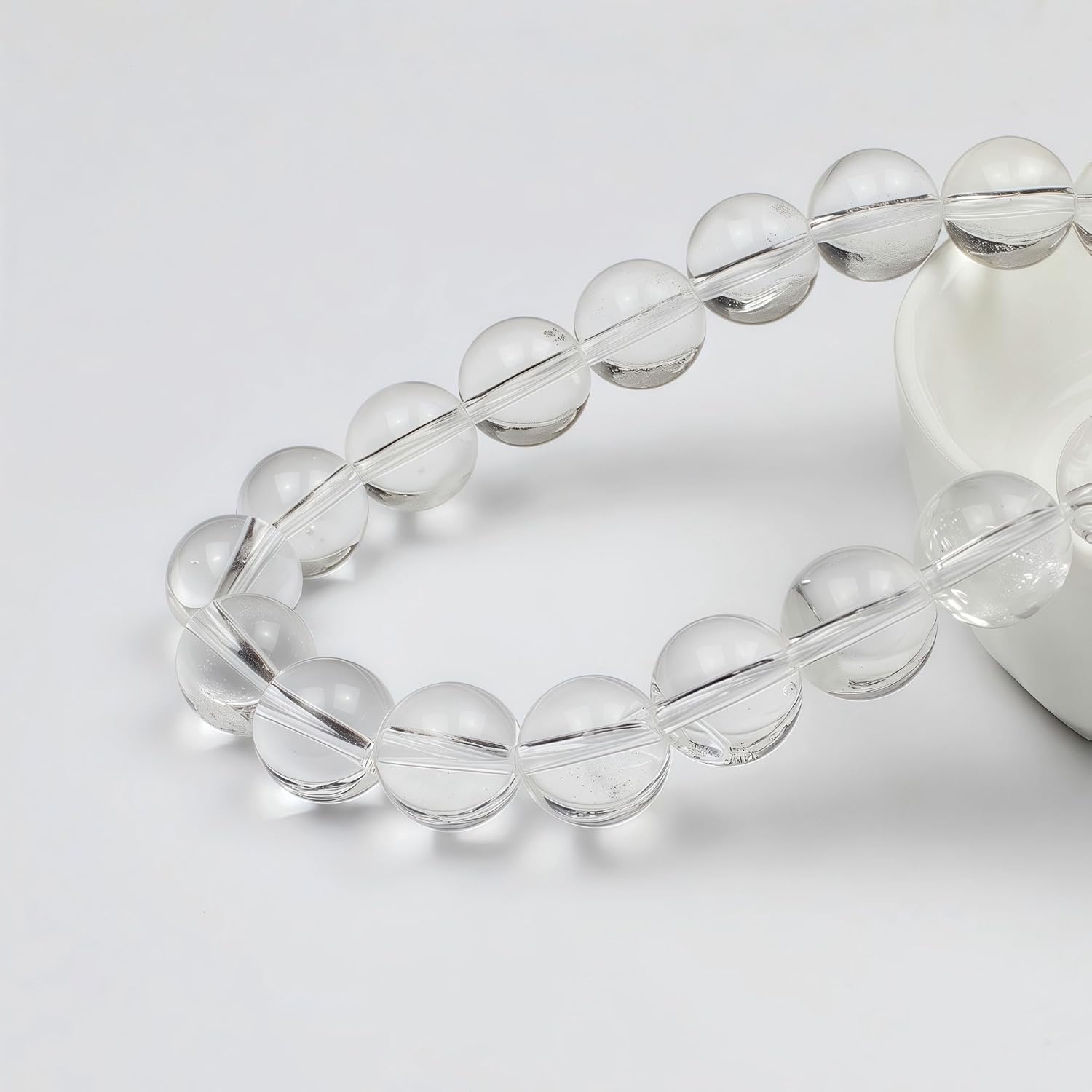 MJDCB 7A Natural White Clear Quartz Round Beads Gemstone Beads for DIY Necklace Bracelat Jewelry Making Strand 15" (6mm) - Image 2