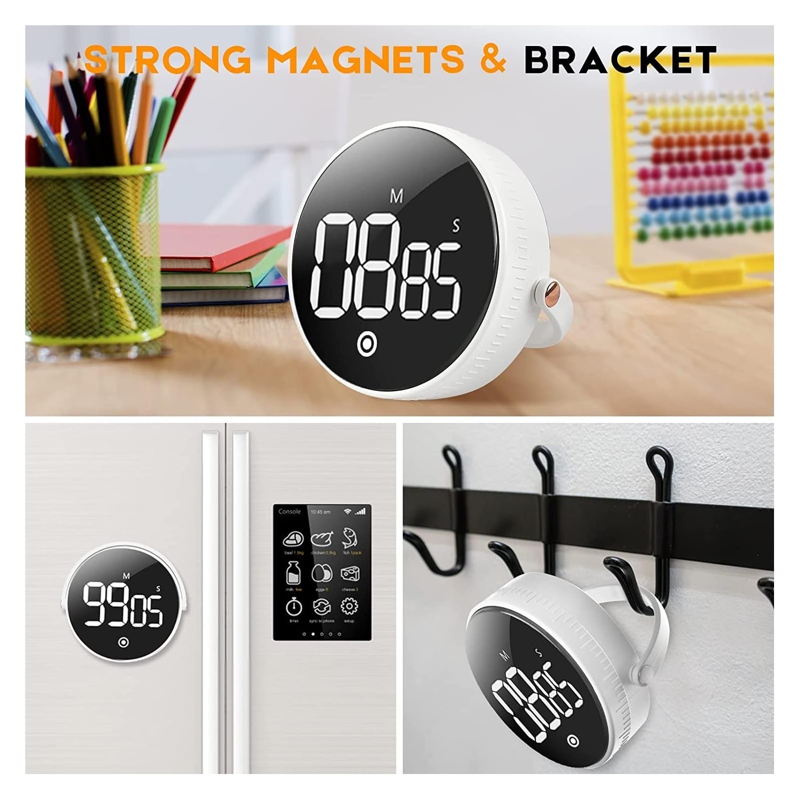 Temporizzatore da cucina Timer Da Cucina Magnetico LED Timer Digitale Timer Conto Alla Rovescia Manuale Sveglia Cucina Doccia Studio Fitness Cronometro Time Master Risparmia energia (Color : USB Rech